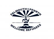 black and white falmouth and penryn welcome refugees logo
