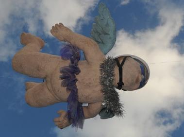 Cherub flying at Jubilee Wharf